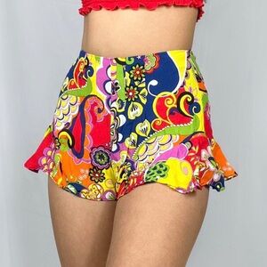 Zara Accessories Multicolor Paisley Ruffle Hem Shorts Size Small